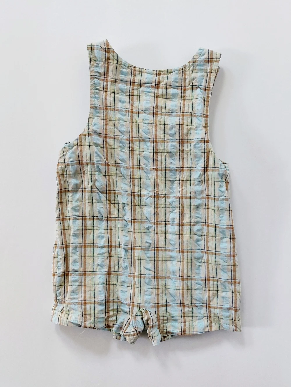 90s Plaid Mickey Mouse P for Plane Shorts Overalls 3-6m Disney Cottagecore Airpl